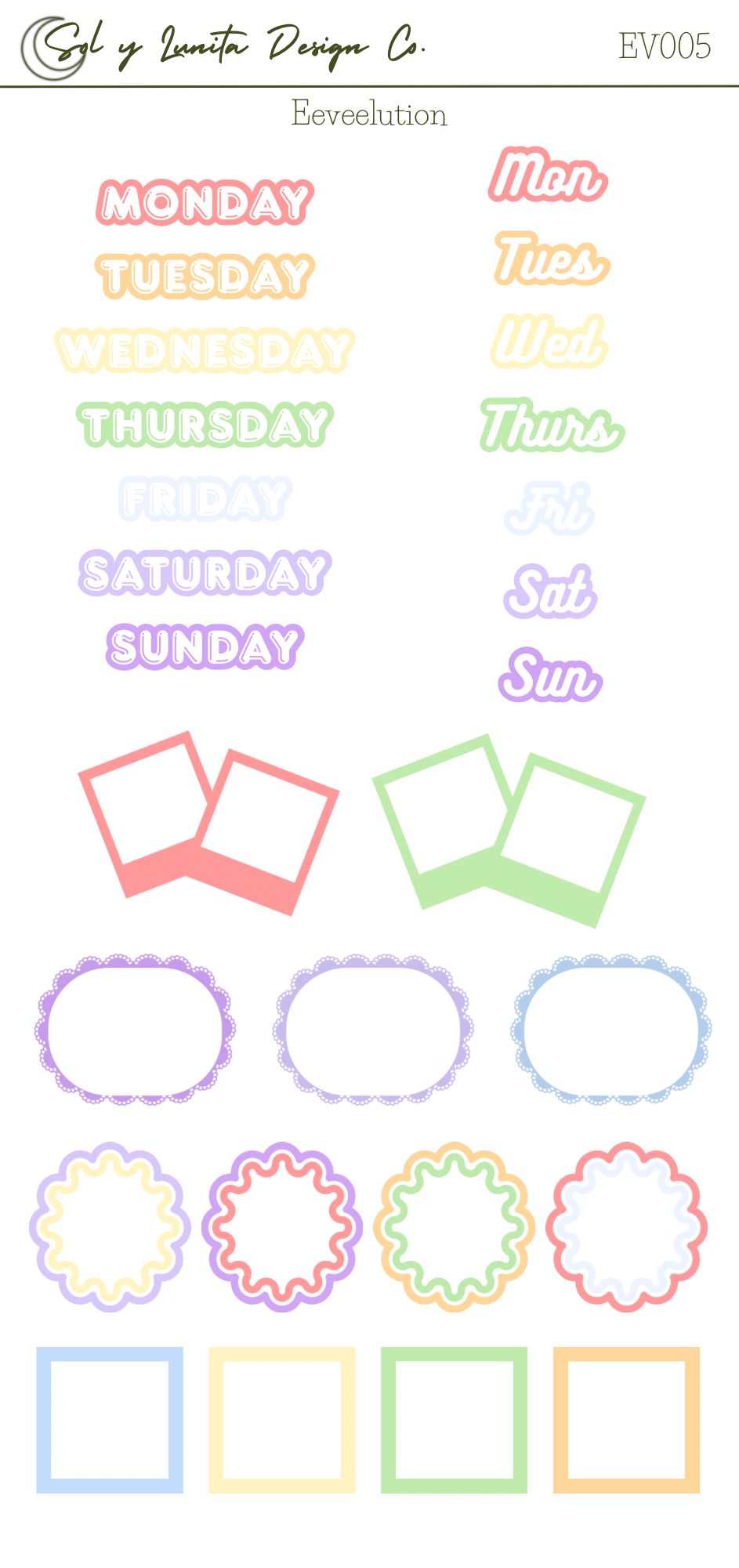 Eeveelutions Weekly Sticker Kit