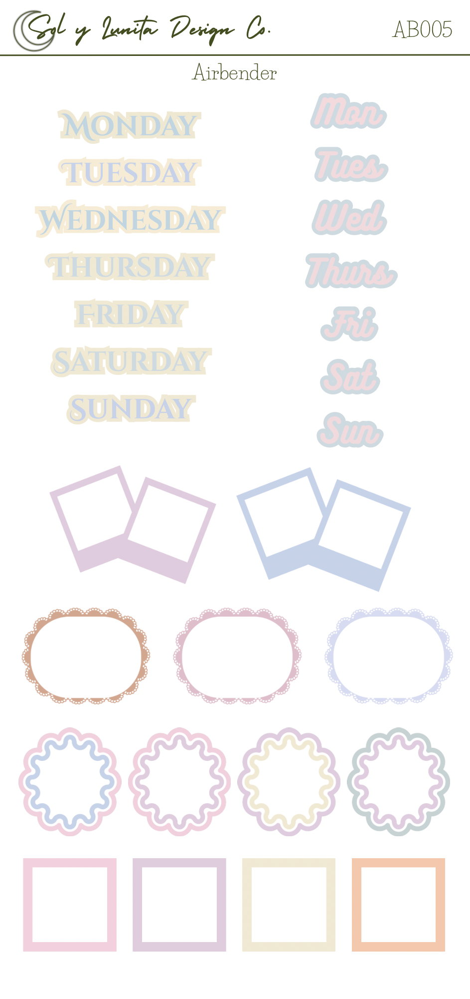 Airbender Weekly Sticker Kit
