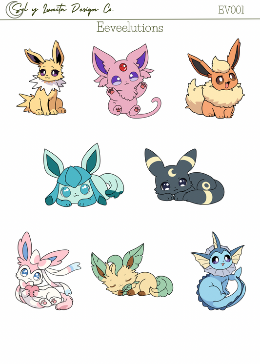 Eeveelutions Sticker Sheet