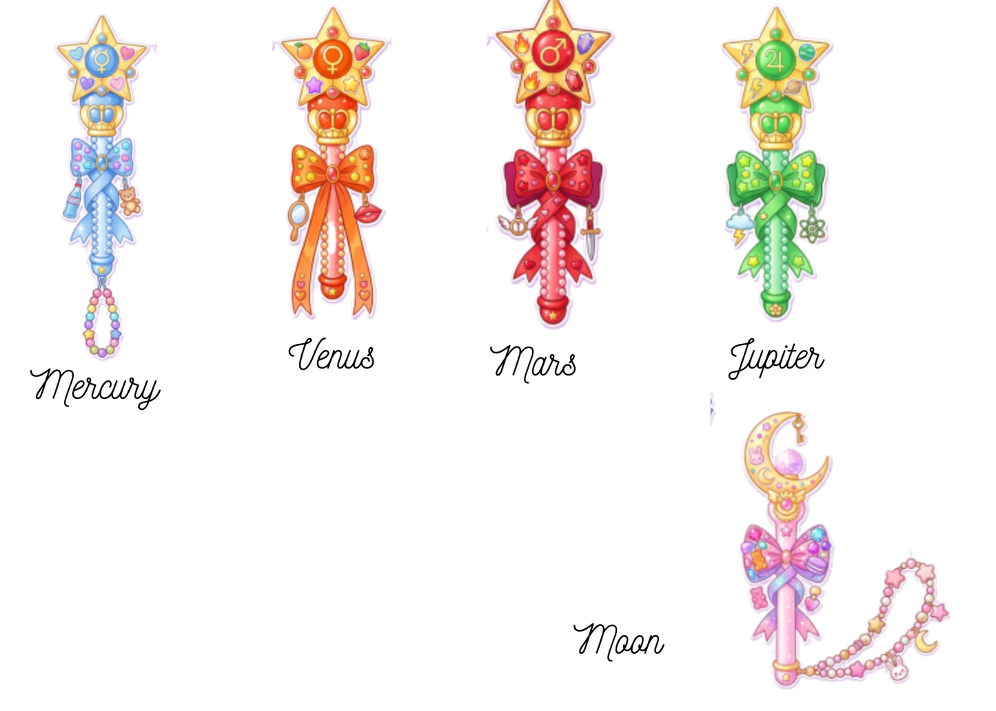 Pretty Guardian Stylized Wand Die Cuts