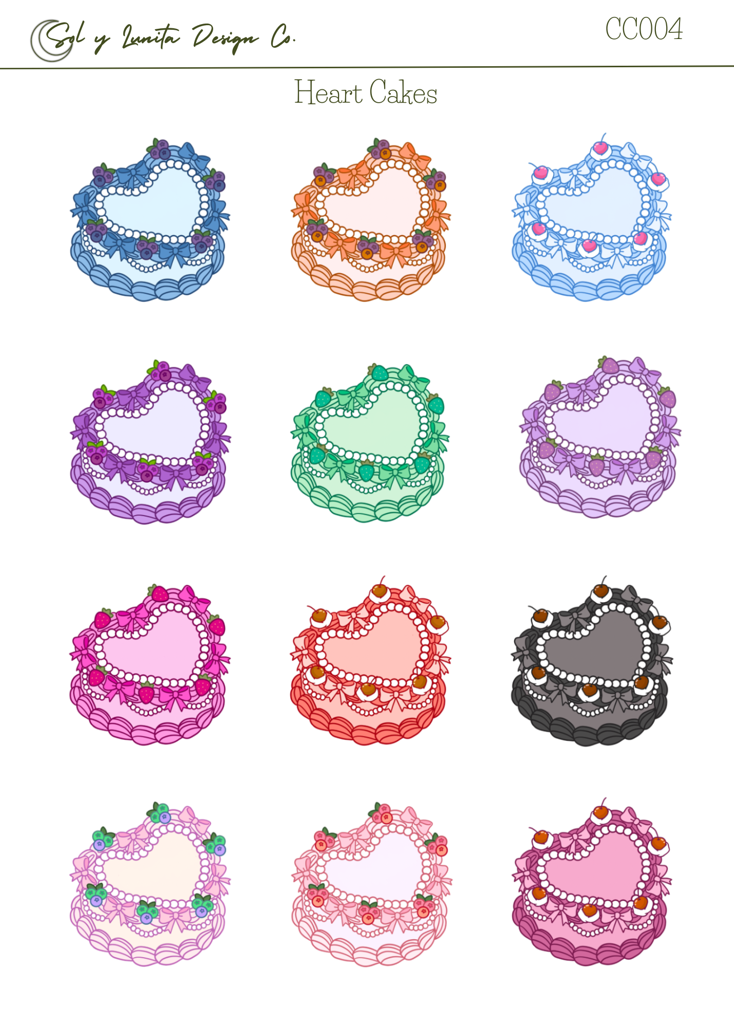 Heart Cake Sticker Sheet