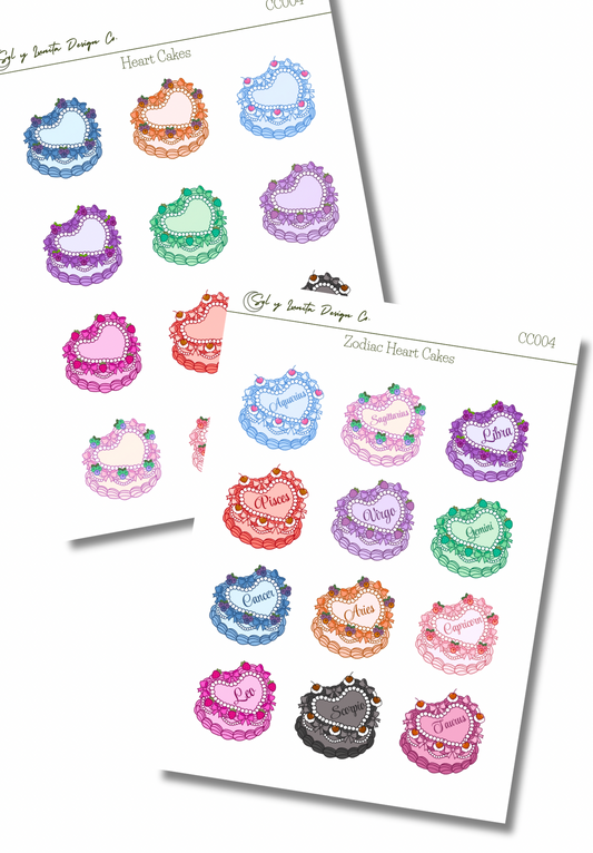 Heart Cake Sticker Sheet